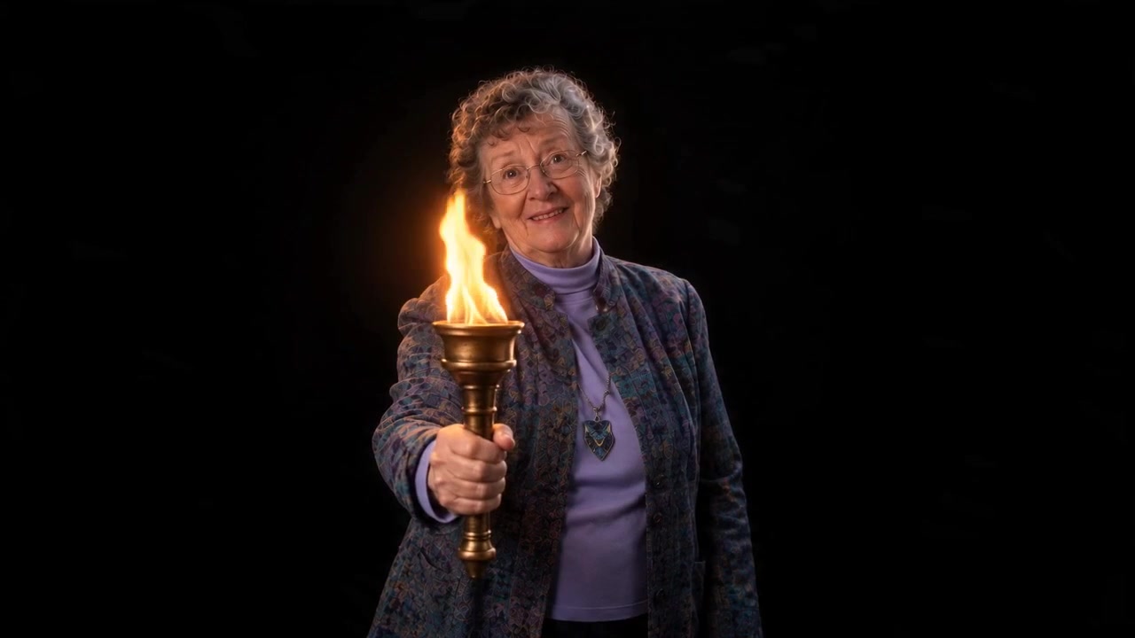 Artistic portrayal of Margee offering a burning torch